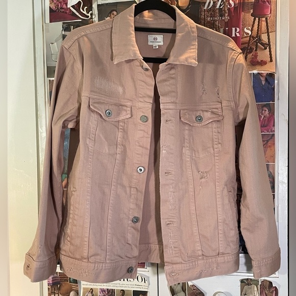 AG Distressed Pink Denim Jacket Size S - Picture 6 of 9